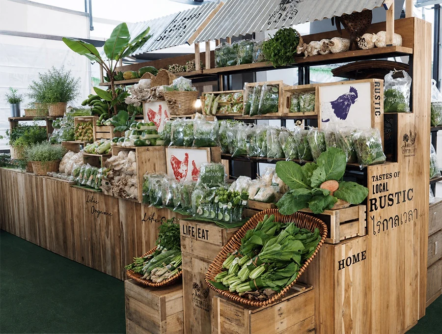 Produce presented together at a retail display.